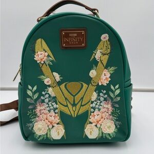 Loungefly Marvel Studios The Infinity Saga Mini Backpack Floral Loki Design